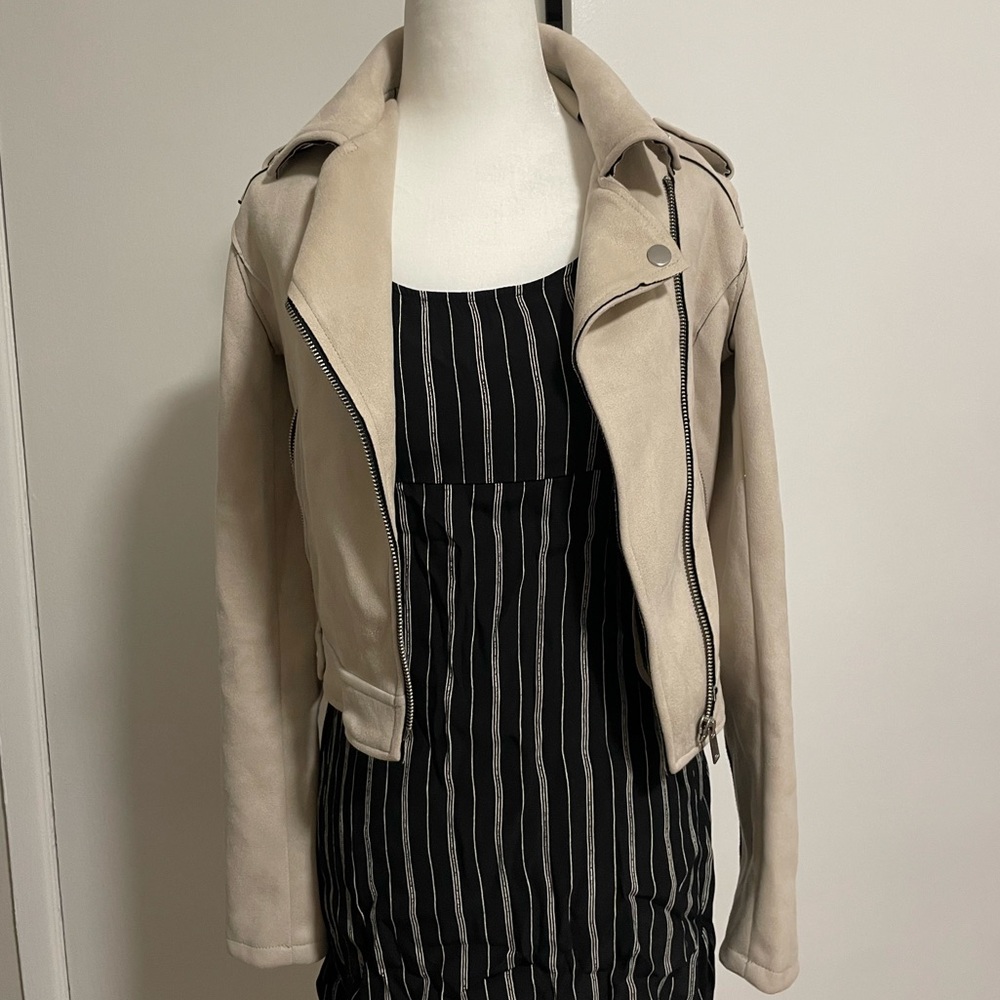 Clockhouse collection cream faux suede moto jacket